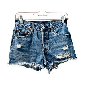 Levi Strauss 501 Button Fly Women's Denim Jeans Shorts Size 25" Small Wash Blue